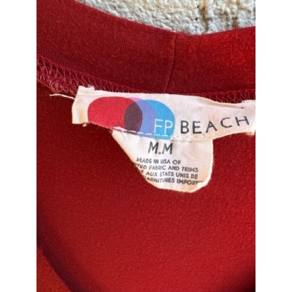 Free People Beach Red Short Sleeve Pleated Palazzo Wide Leg Jumpsuit MEDIUM - Picture 4 of 9